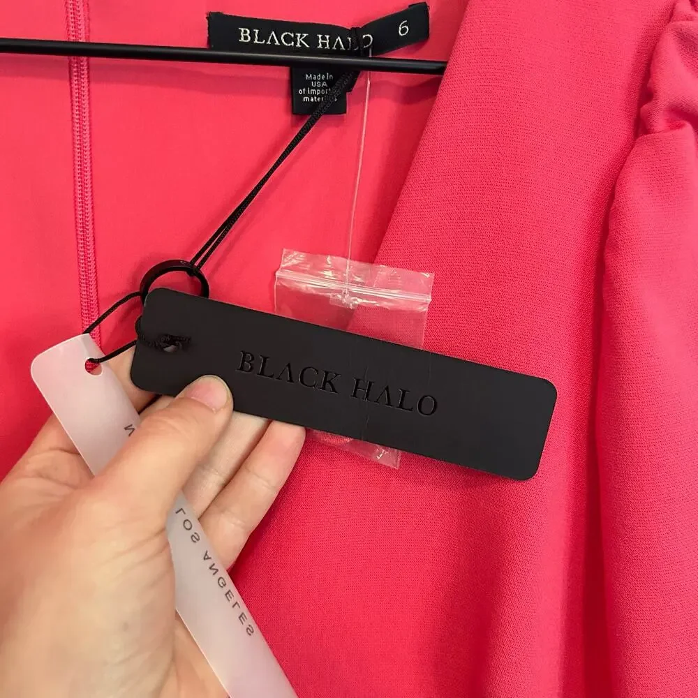 NEW Black Halo Ellen Front Tie Long Sleeve Dress Coral Size 6 - Picture 9 of 9